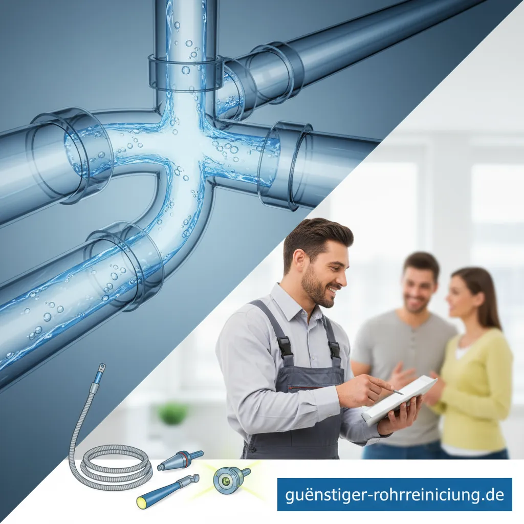 Fachmann bei der Inspektion eines Rohrs mit einer Kamera