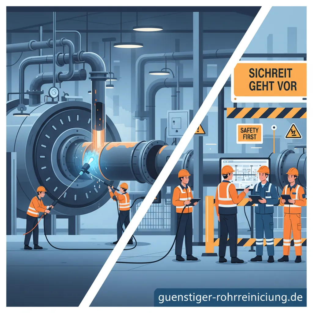Industrielle Rohrreinigung in einem modernen Kraftwerk