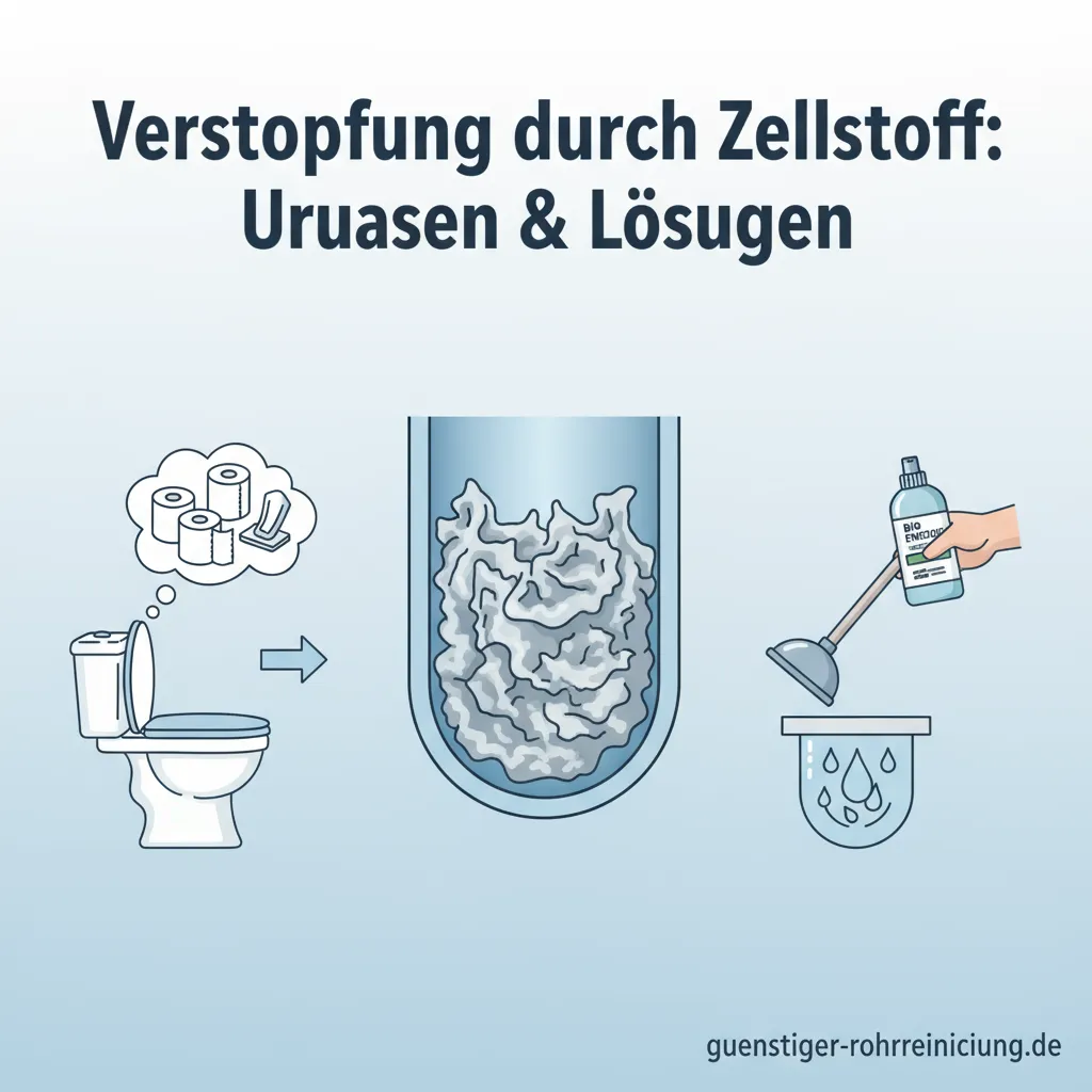 Ein durch Zellstoffprodukte verstopftes Abflussrohr